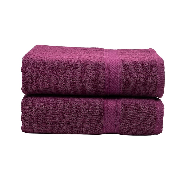 Furnofy 450 GSM Cotton Towels for Bath 70 x 140 cm Highly Absorbent and Soft Bathroom Towels Pack of 2 Magenta - Image 1