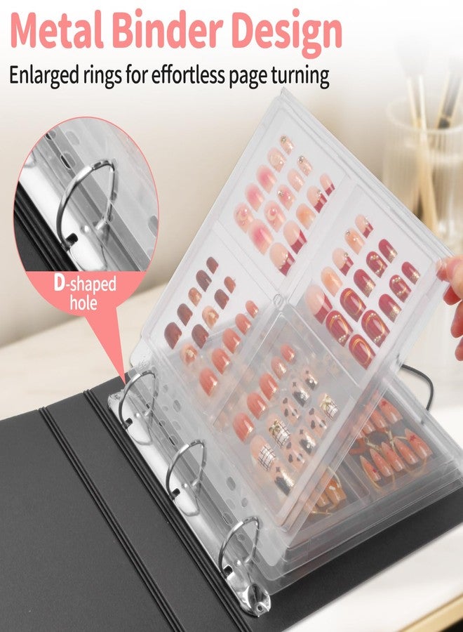 CGBE Press On Nail Organizer: Upgraded Dust & Crush-Resistant Protection, Removable D-Ring Binder Pages, Press On Nail Storage with Nail Tape - Image 3