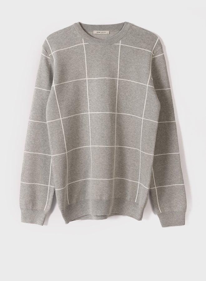 LC WAIKIKI Crew Neck Long Sleeve Plaid Men'S Tricot Sweater - Image 1