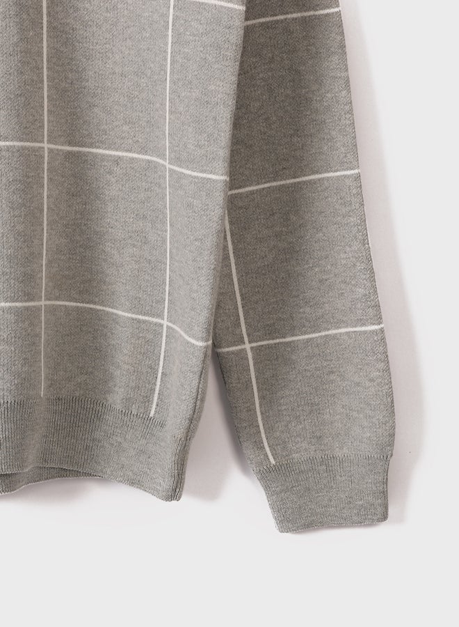LC WAIKIKI Crew Neck Long Sleeve Plaid Men'S Tricot Sweater - Image 3