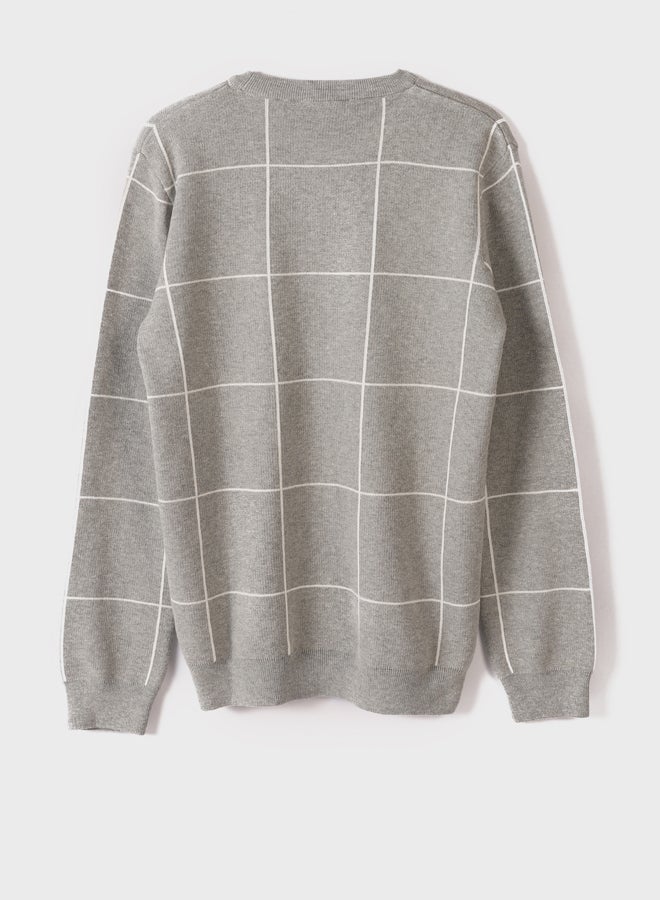 LC WAIKIKI Crew Neck Long Sleeve Plaid Men'S Tricot Sweater - Image 4