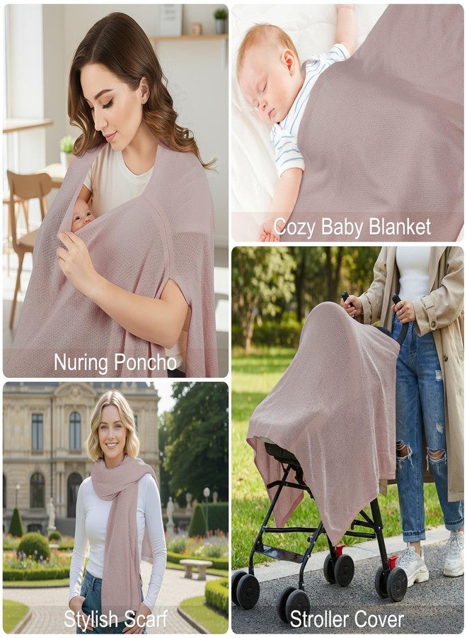 BeBeJoJo Knit Nursing Cover Up for Breastfeeding, Soft & Cozy Breastfeeding Poncho with Dual Side Slits, 360° Full Privacy Nursing Shawl with Laundry Bag, Mauve Taupe - Image 4