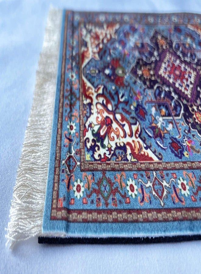 Inusitus Beautiful Oriental Rug Style Mousepad, Miniature Carpet Computer Mouse Pad, Non-Slip, Elegant Office Accessories, Blue - Image 4