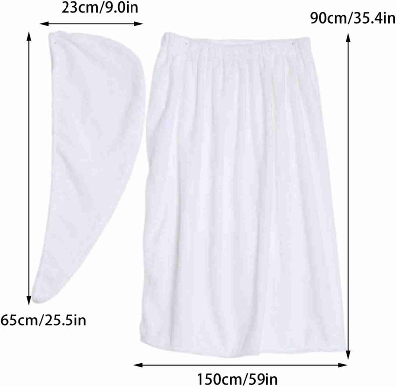 TOPINCN Women Bath Wrap Towel and Fast Dry Hair Drying for Shower Soft Spa Bath Body Wrap Set Towel Bathrobe Shower Spa Wrap Closure Shower Robes with Hair TowelWhite - Image 3