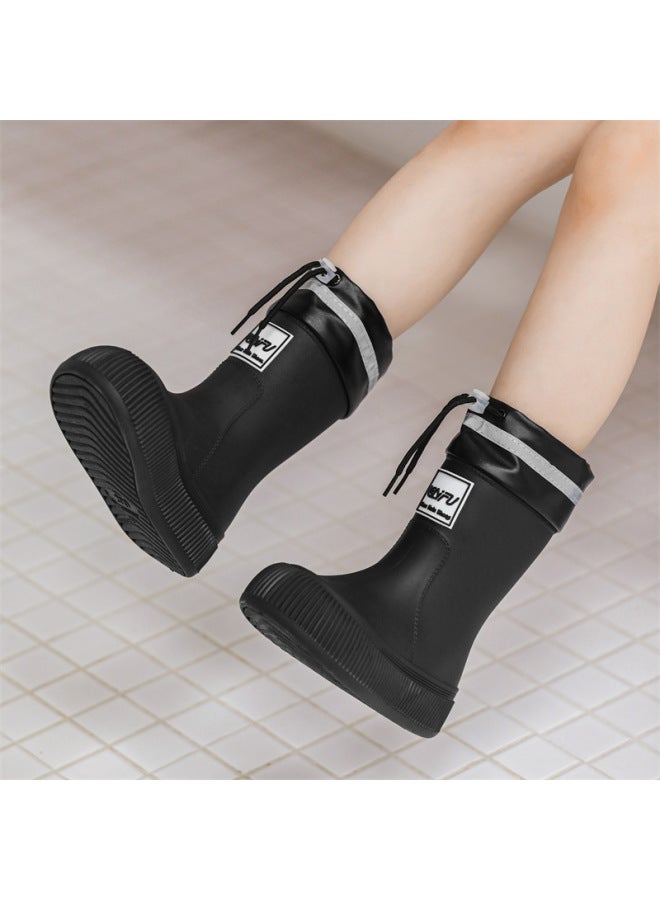 Children's Rain Boots For Boys And Girls, Special For Primary School Students To Go To School, Medium And Large Kidsren's Rain Boots Fleece-lined Waterproof Anti-slip Rubber Shoes And Water Shoes