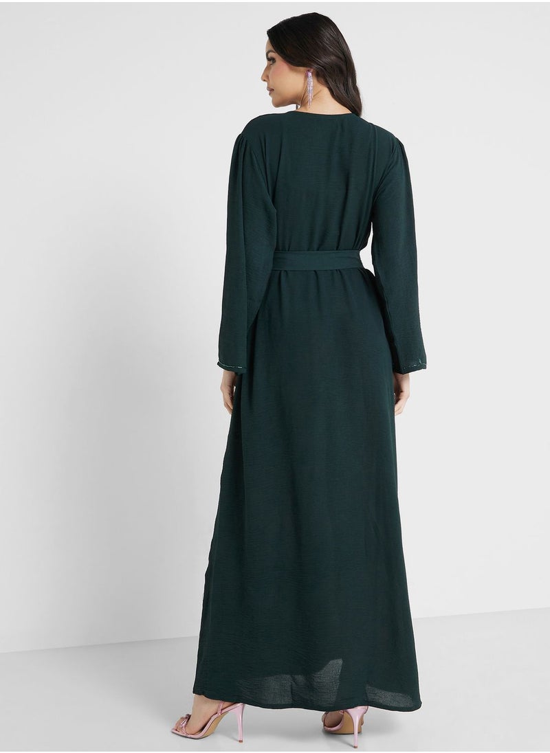 hayas closet - Embroidered Belted Jalabiya - Image 1
