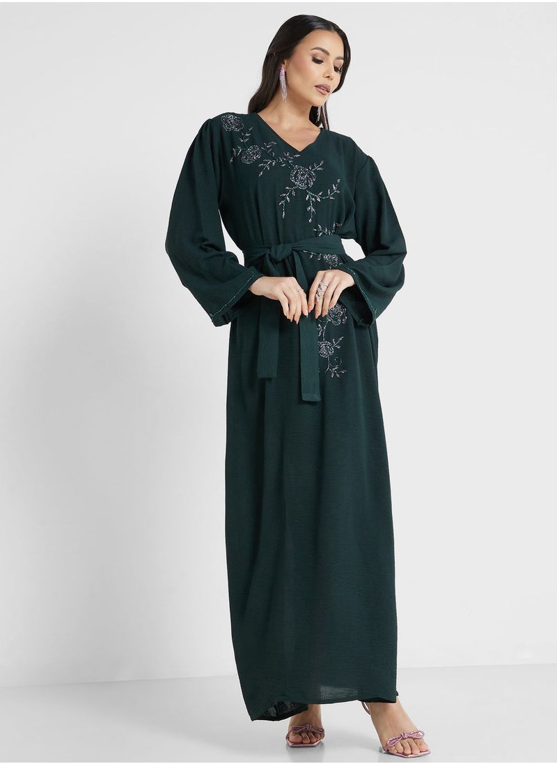 hayas closet - Embroidered Belted Jalabiya - Image 1