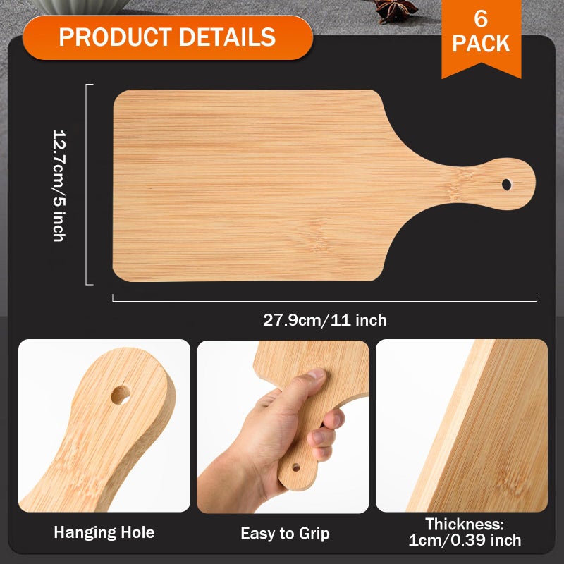 AWIZOM 6 Pcs Thicken Bamboo Cutting Board Bulk 11x5 Inch Personalized Wood Chopping Board Customized Laser Engraving Charcuterie Boards for Wedding Mother's Day Housewarming Present,0.39" Thick - Image 2