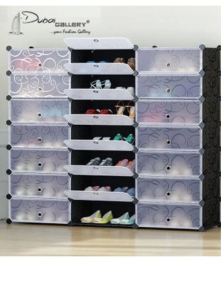 18 Cube Plastic Shoe Storage Organizer Units, Stackable Shoe Organizing Rack, Closed Shoe Organizer Boxes Bins with Doors, Space Saving Shoe Storage Cabinet for Heels, Boots, Slippers - pzsku/Z87AE1CF8D4F99BD3509EZ/45/_/1677075665/5eafdd00-f091-4128-8e4a-3e71dbbdeefa