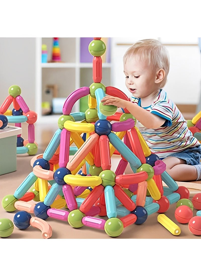 Magnetic Building Blocks STEM Construction Toy Large Size Magnetic Sticks and Balls Game Set for Kid’s (64PCS)  - Image 1