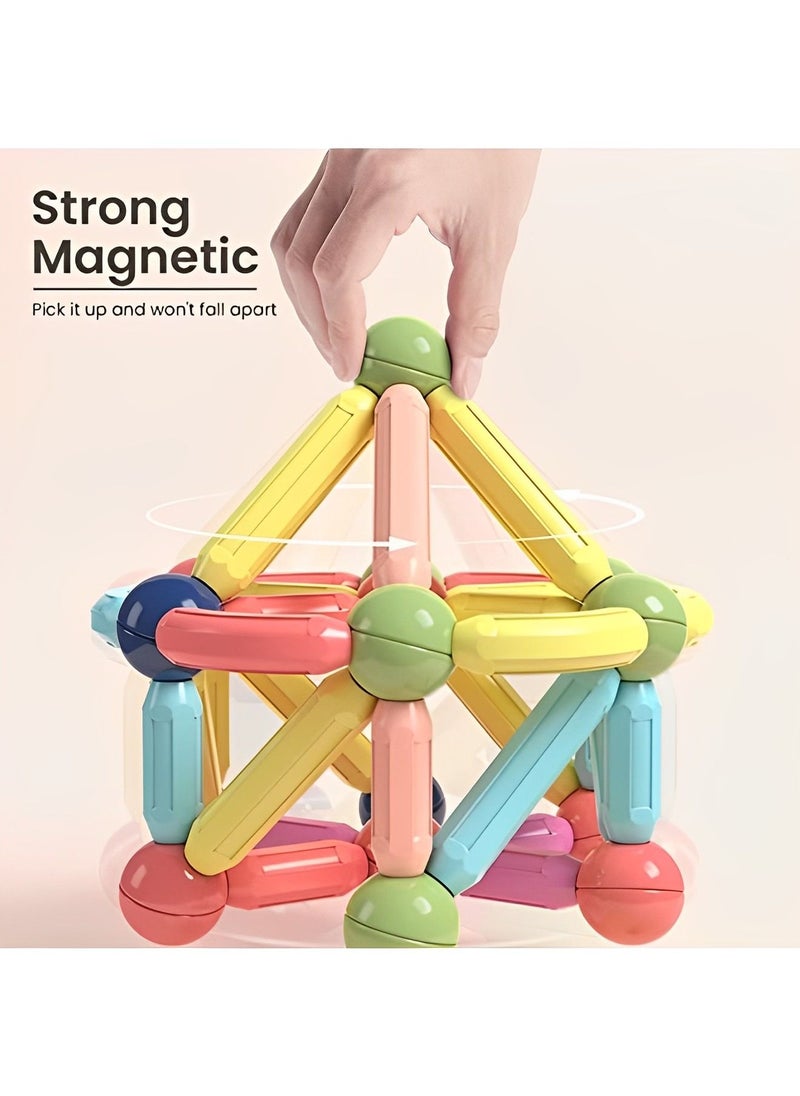 Magnetic Building Blocks STEM Construction Toy Large Size Magnetic Sticks and Balls Game Set for Kid’s (64PCS)  - Image 3