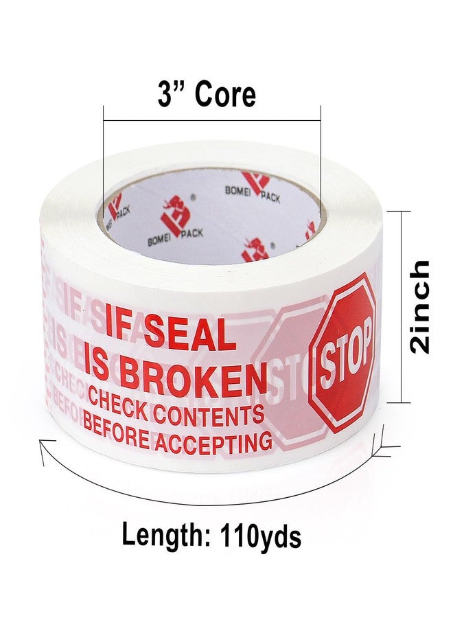 BOMEI PACK Stop Sign Sealing Tape,Pre-Printed "IF Seal is Broken Check Contents Before Accepting"Packing Tape with Dispenser 2 Inch x 110 Yards Heavy Duty Shipping Tape for Moving,Sealing - Image 3