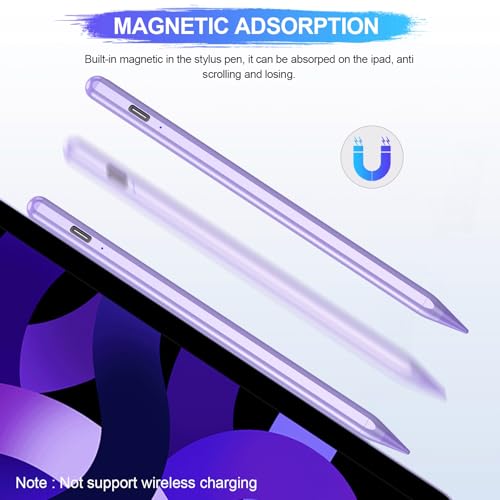 FUWANG Stylus Pen for iPad A16/10th/9th Generation, 10Mins Fast Charge for Apple Pencil&iPad Pen, Compatible with iPad A16/10th/9th/8th/7th/6th/Pro 13''11''M4/12.9 inch/Air 11'' 13'' M3/M2/Mini 6/5, Purple - Image 5