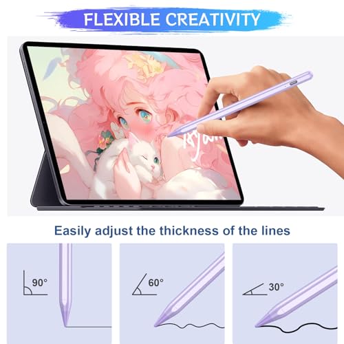 FUWANG Stylus Pen for iPad A16/10th/9th Generation, 10Mins Fast Charge for Apple Pencil&iPad Pen, Compatible with iPad A16/10th/9th/8th/7th/6th/Pro 13''11''M4/12.9 inch/Air 11'' 13'' M3/M2/Mini 6/5, Purple - Image 4