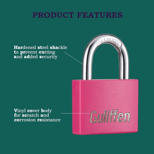 Guliffen 2 Pack Aluminum Locker Lock with Key, Pad Lock with 1-9/16 in. (40 mm) Wide, Key Lock for Gym Locker, Shed, Gate, and Storage Unit - Image 3