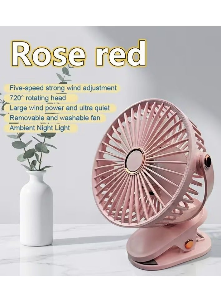 Ruay Upgraded portable fan, USB rechargeable desk fan, quiet camping fan, five-speed USB fan, powerful airflow, strong clip, suitable for golf carts, offices, outdoor travel, camping tents, and gym treadmills - RA51 - Image 4