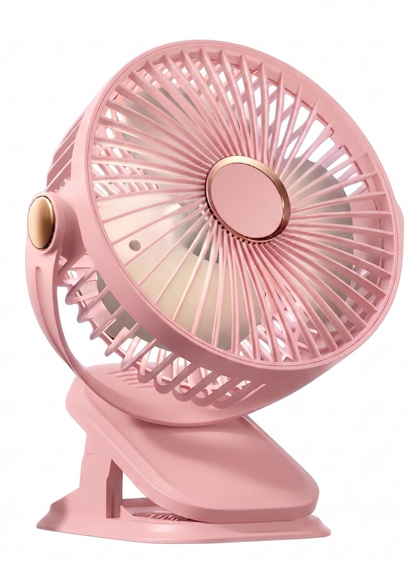 Ruay Upgraded portable fan, USB rechargeable desk fan, quiet camping fan, five-speed USB fan, powerful airflow, strong clip, suitable for golf carts, offices, outdoor travel, camping tents, and gym treadmills - RA51 - Image 1
