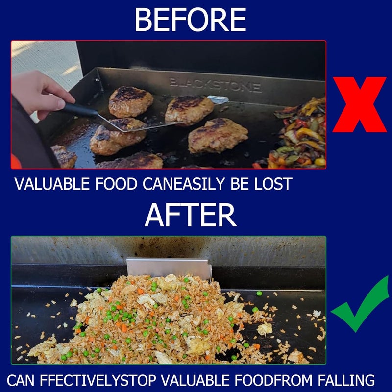 CHILIPILI Grease Gate for Blackstone Griddle, Stainless Steel Block Grease Trap for Blackstone Flat Top Grills and Other Grills, Grease Trap Blocker Grill Food Filter Rear Grease Gate Blocks Food from Falling - Image 3