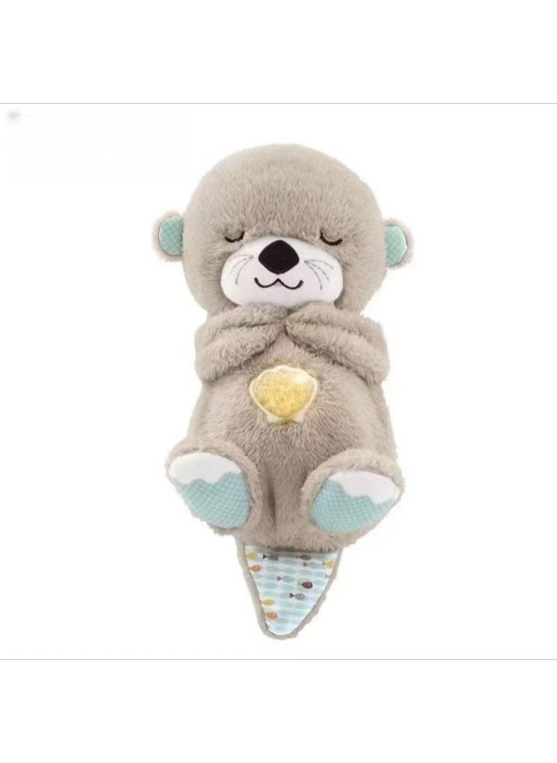 Breathing Otter Plush Toy Soothing Sleep Aid Gift silver gray
