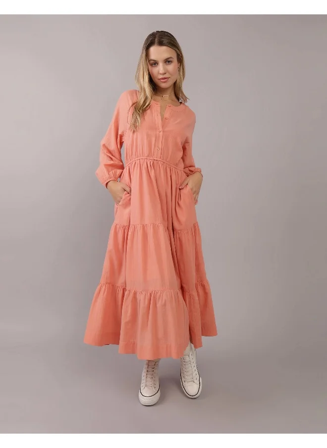 American Eagle AE Long-Sleeve Shirt Dress