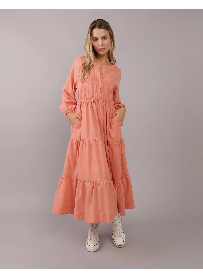 American Eagle - AE Long-Sleeve Shirt Dress - Image 1