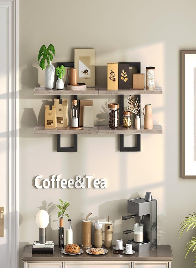 HOOBRO Floating Shelves, 15 Inch Wall Shelf Set of 2, Wall Mounted Storage Shelves 2-Tier, Hanging Bathroom Shelves, for Living Room, Bedroom, Bathroom, Kitchen, Greige BG32BJ01 - Image 5