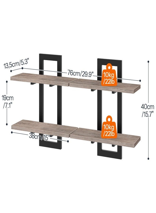 HOOBRO Floating Shelves, 15 Inch Wall Shelf Set of 2, Wall Mounted Storage Shelves 2-Tier, Hanging Bathroom Shelves, for Living Room, Bedroom, Bathroom, Kitchen, Greige BG32BJ01 - Image 2