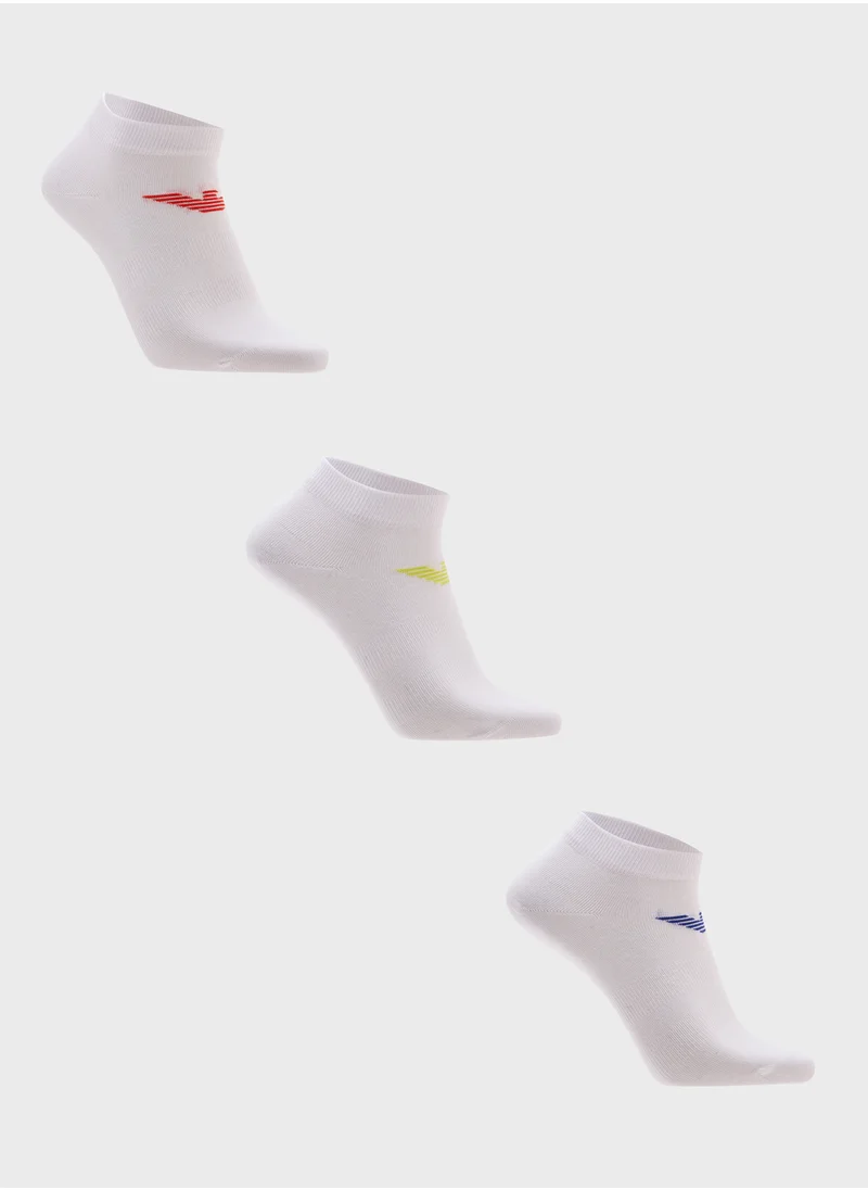 امبوريو ارماني 3 Pack Logo Ankle Socks