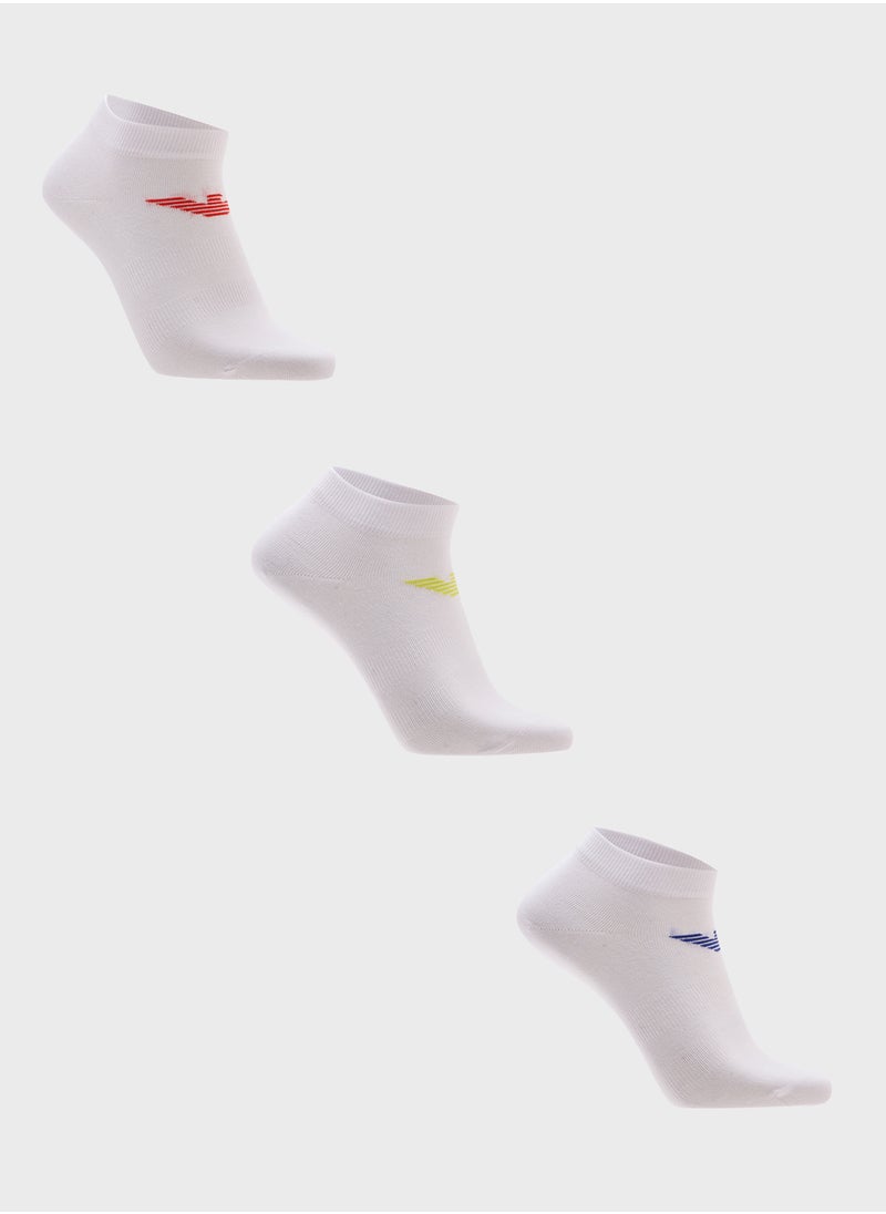 EMPORIO ARMANI - 3 Pack Logo Ankle Socks - Image 1