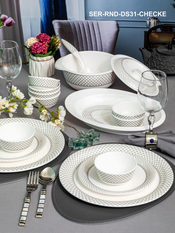 Servewell Dinner Set 31 pc Rnd - Checkers - Image 5