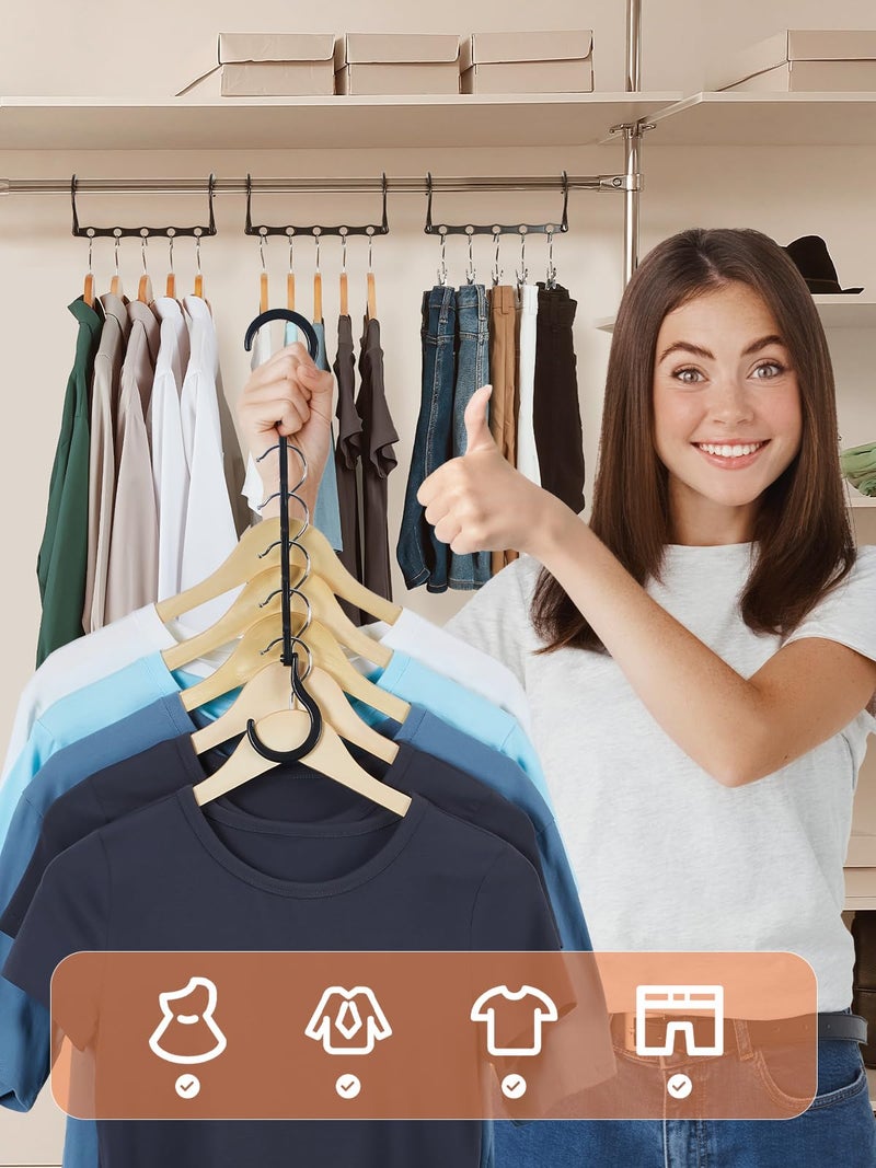 HOUSE DAY شماعات ذكية فاخرة لتوفير المساحة من هاوس داي، شماعات متتالية متينة بخمس فتحات للملابس الثقيلة ومنظمات الخزانة والتخزين، مستلزمات غرفة السكن الجامعي، عبوة من 10 قطع - Image 2