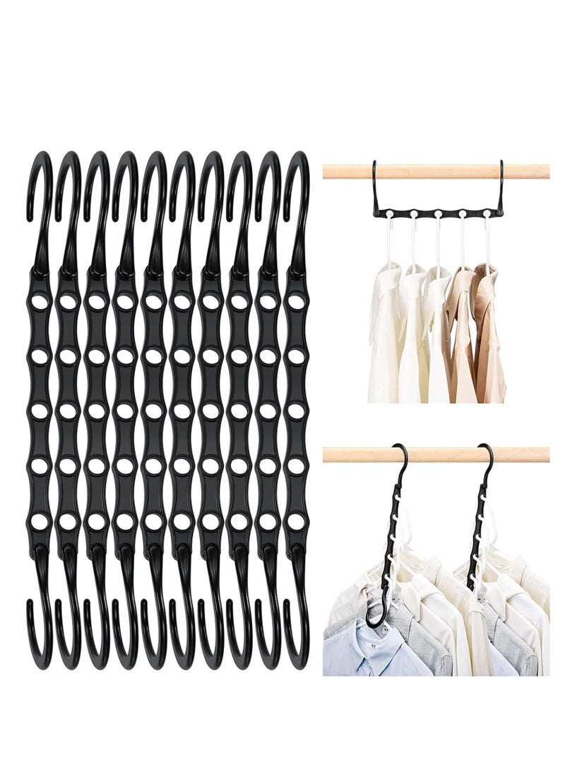 HOUSE DAY House Day black magic space saving hangers premium smart hanger hooks sturdy cascading hangers with 5 holes for heavy clothes closet organizers and storage college dorm room essentials 10 pack  - Image 1