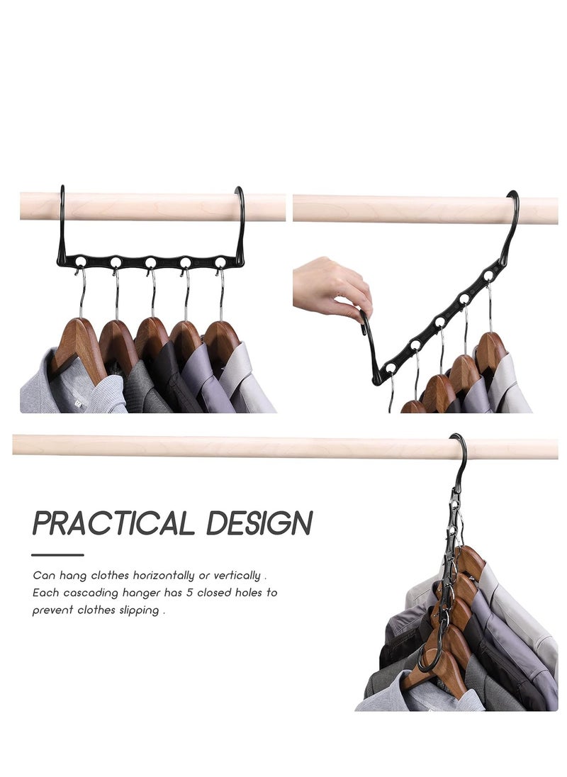 HOUSE DAY House Day black magic space saving hangers premium smart hanger hooks sturdy cascading hangers with 5 holes for heavy clothes closet organizers and storage college dorm room essentials 10 pack  - Image 2