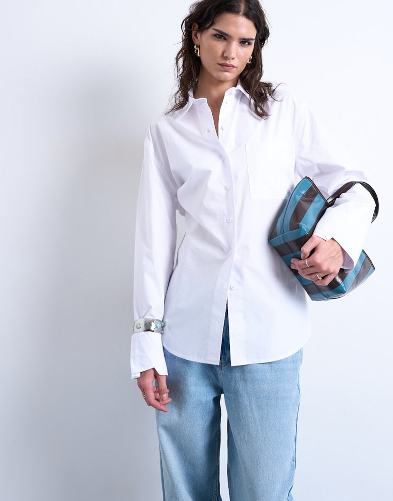 TOPSHOP Long Sleeve Oversized Woven Shirt - Image 1
