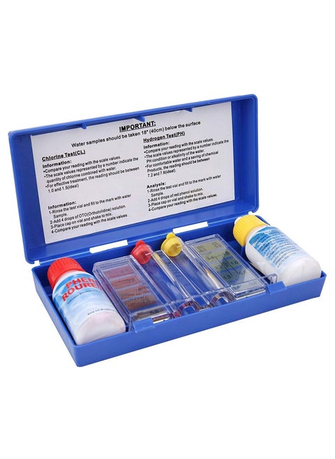 2-Way Pool Water Quality Testing Kit Standard Dual Test Kit Chlorine and PH with Carry Case for Swimming Pool