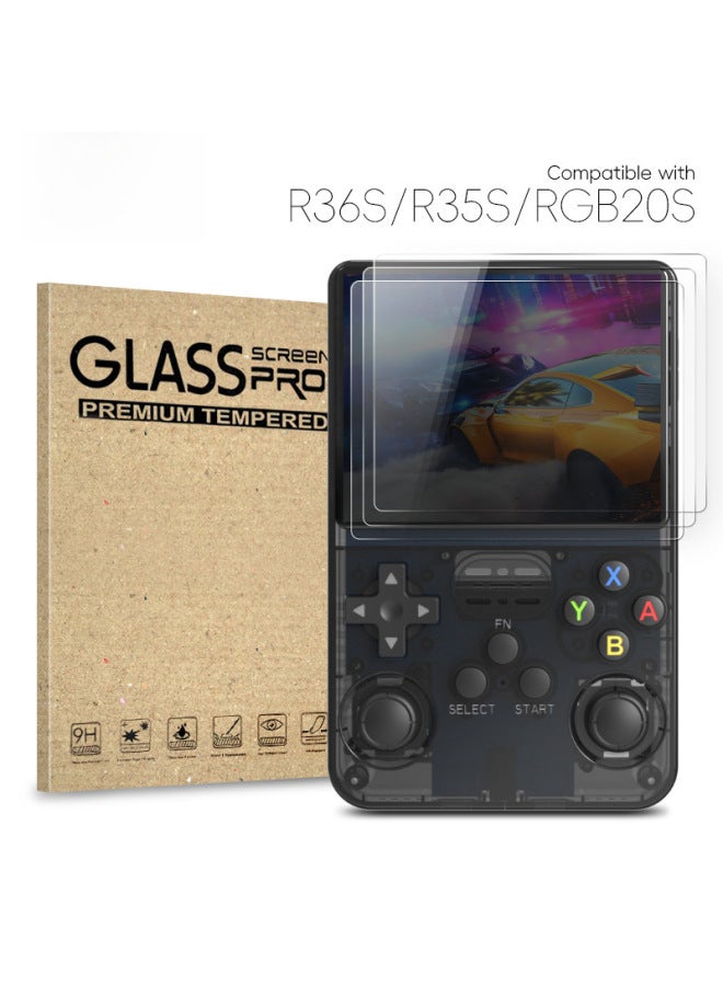 R36S Game Console Protective Film Handheld Game Console Tempered Film 3.5 Inch Screen HD Film Dust-proof Scratch-resistant-Color:2 Pieces Of R36S Bag (black) Black 1 White 1 Cat Claw Cap - Image 3