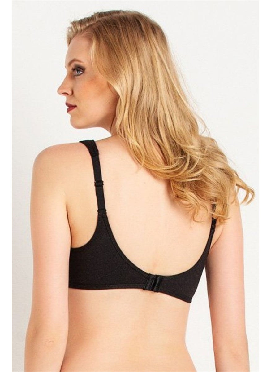 Magic Form 6822 Women's Black Combed Cotton Fabric Non-Sponge Compacting Bra  - Image 3
