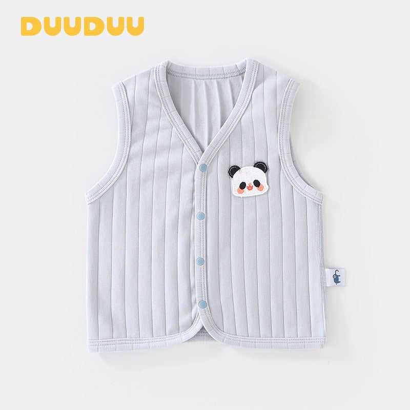 DUUDUU Solid Color Single Layer Spring and Autumn Baby Clothes for Boys and Girls Childrens Horse Clip Newborn Vest Class A Baby Horse Clip Blue (boneless)