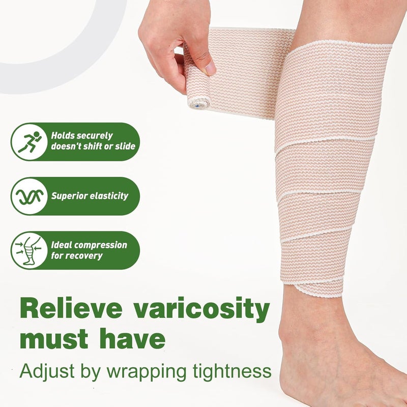 AZEN لفافة ضاغطة مرنة AZEN Premium 10 حزمة 3 بوصة للقدم والكاحل والركبة والبطن والجسم لمرضى الوذمة اللمفية خالية من اللاتكس - Image 5