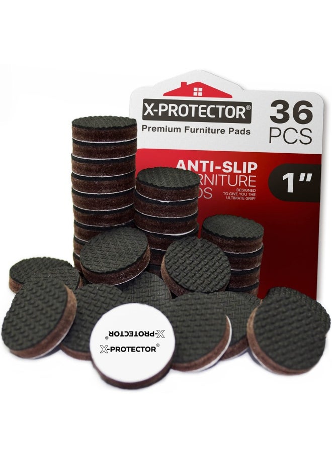 X-Protector Non Slip Furniture Pads - Premium 36 Pieces 1 Furniture Grippers - Best Selfadhesive Rubber Feet Furniture Feet - Ideal Non Skid Furniture Pad Floor Protectors Keep Furniture In Place  - Image 1