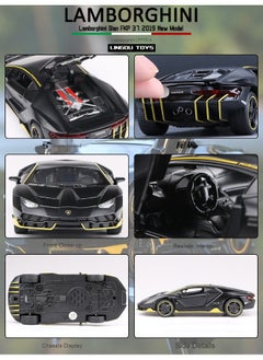 لامبورغيني سيارة نموذج لامبورغيني LP770 بحجم 1:32 مع صوت وضوء، سيارة سحب للعب، لعبة من سبائك الزنك للأطفال، هدية للبنين والبنات  - Image 4