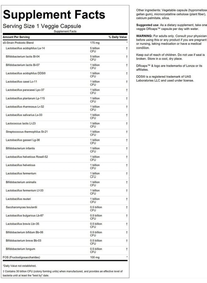 SWANSON Epic Pro 25 Strain Probiotic 30 Billion Cfu Digestive Health Immune System Support Prebiotic Nutraflora Fos 30 Drcaps Veggie Capsules (Caps) (2 Pack) - Image 4