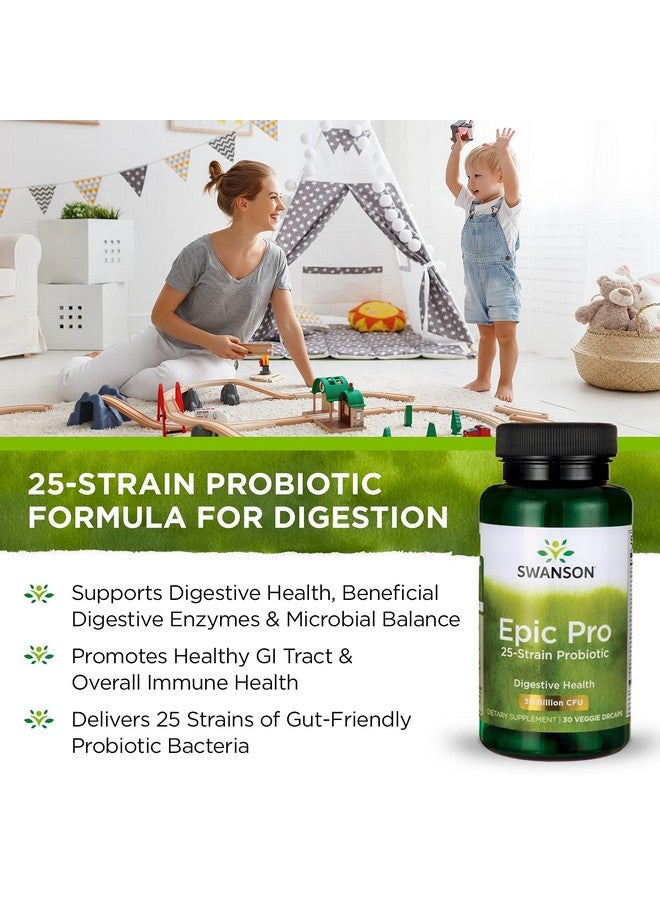 SWANSON Epic Pro 25 Strain Probiotic 30 Billion Cfu Digestive Health Immune System Support Prebiotic Nutraflora Fos 30 Drcaps Veggie Capsules (Caps) (2 Pack) - Image 5