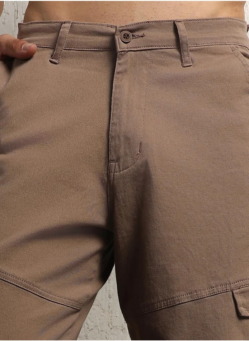 هوبرهولمي Baggy Trousers for Men - Brown Cotton Stretch