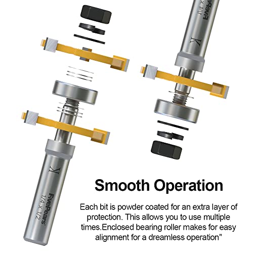 FivePears Tongue and Groove Router Bit Set with 1/2" Shank,T Shape 3 Teeth Wood Milling Cutter Woodworking Tool(2pcs) - Image 4