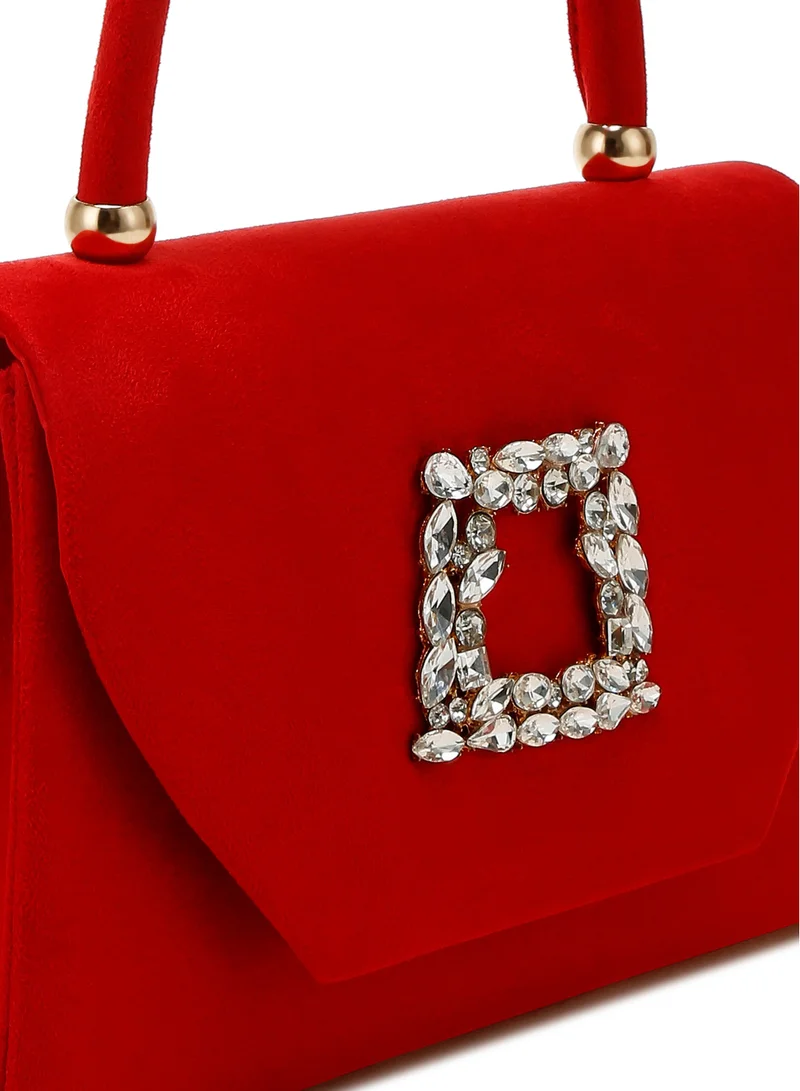 London Rag Mini Top Handle Brooch Bag in Red