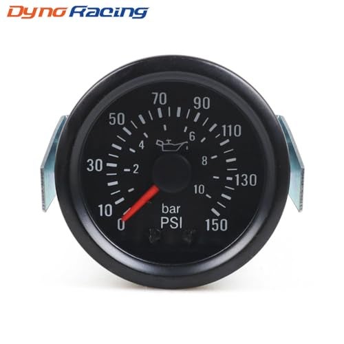 Dyno Racing 2" 52mm Mechanical Oil Press Gauge 0-10 Bar/0-150PSI Oil Pressure 12V Press Gauge Yellow Light Car Meter NPT1/8 - Image 2