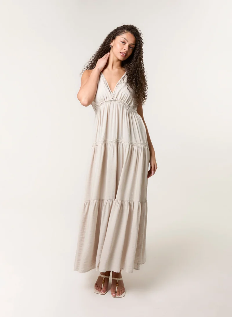 Blue Vanilla Maxi V Neck Dress