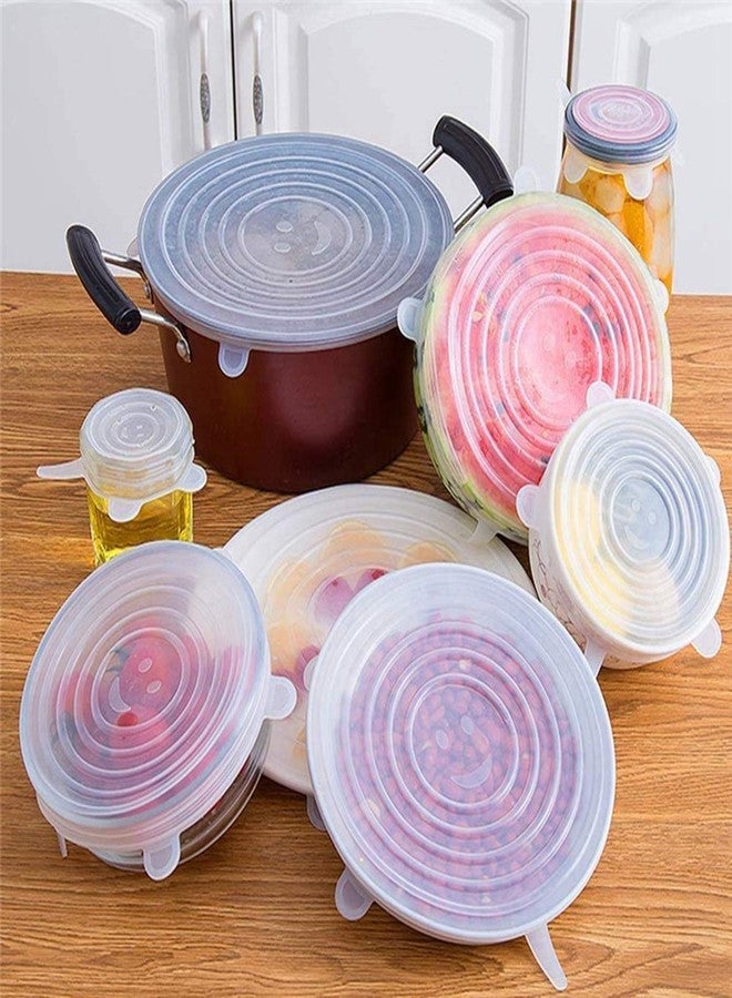 Silicone Stretch Lids Set of 6, Reusable Flexible Covers for Bowls, Dishes, Plates, Jars, Microwave Safe, 6 Different Sizes (1) - Image 1