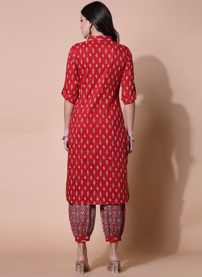 LARGISH Ethnic Motifs Printed Regular Pure Cotton Kurta With Salwar - Image 5
